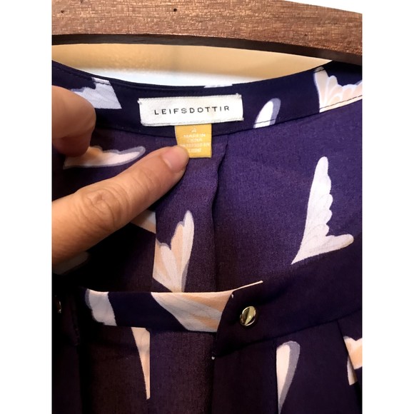 Leifsdottir Romper Scattered Wings Bird Print Pockets Tie Waist Purple 4 - Picture 3 of 11
